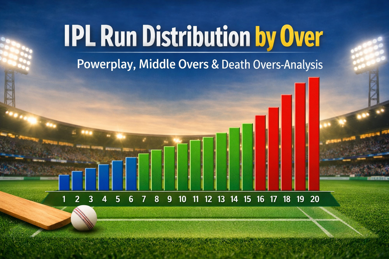 IPL Run Distribution by Over (2008–2025): Powerplay, Middle Overs & Death Overs Analysis